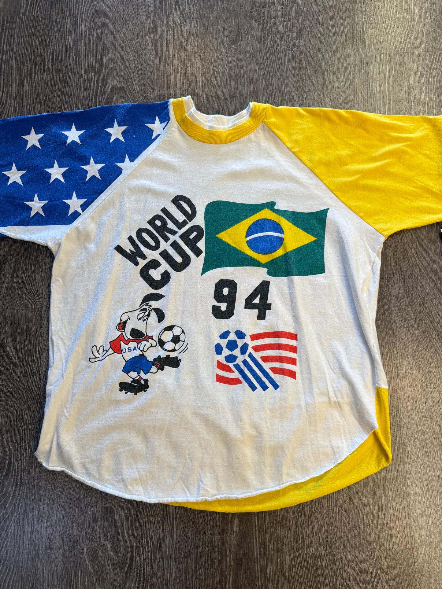 Vintage 1994 USA World Cup Brazil Flag Raglan T-Shirt