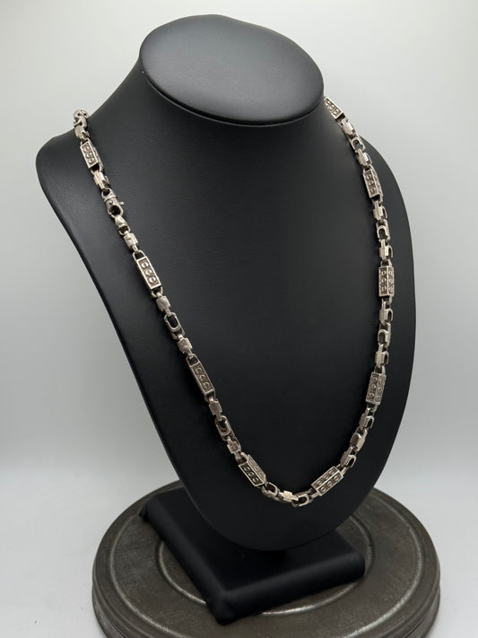 .925 Sterling Silver Solid Heavy Byzantine Link Chain Necklace 26”