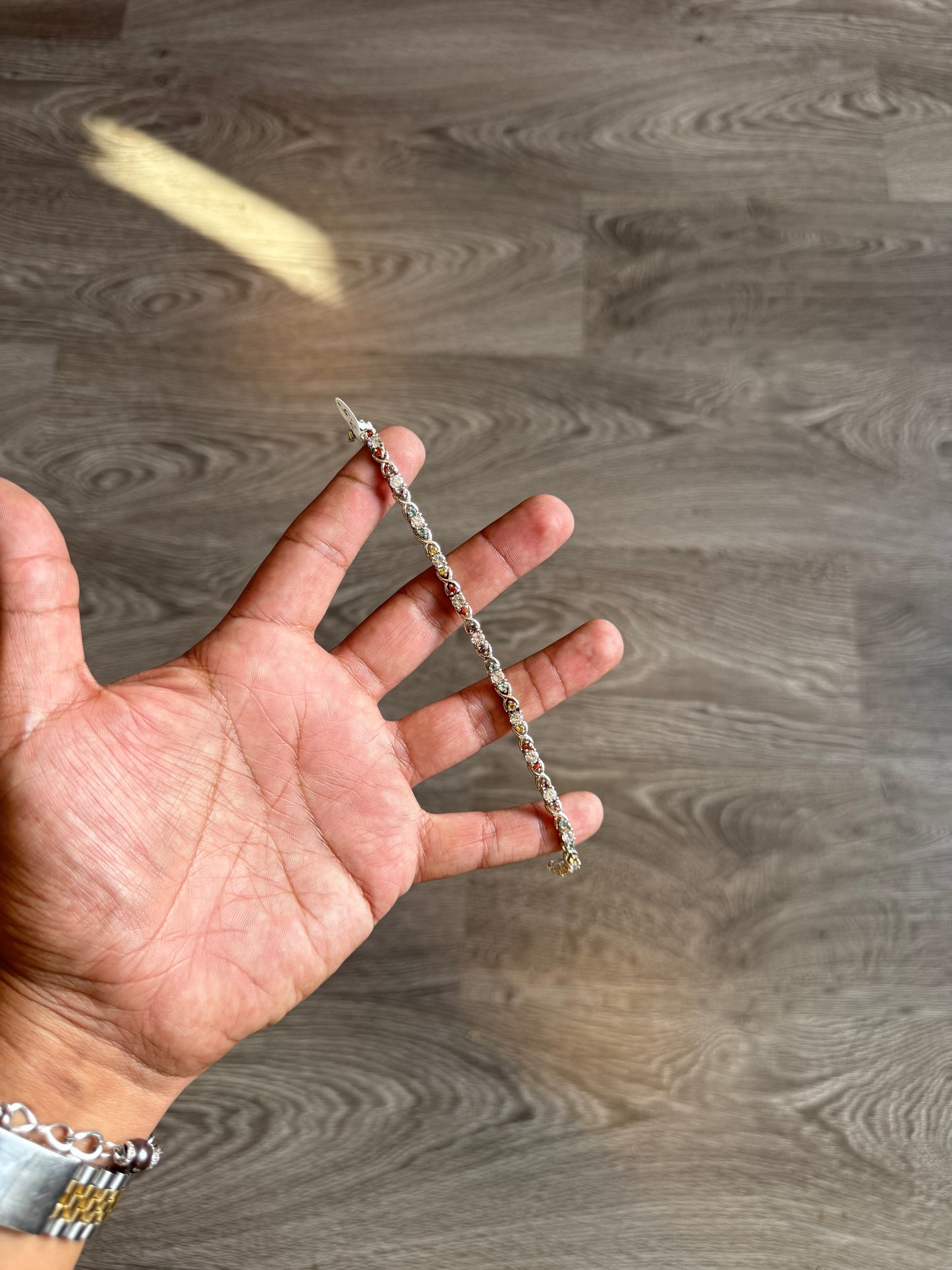 .925 Sterling silver multiple gemstone bracelet 7.5”