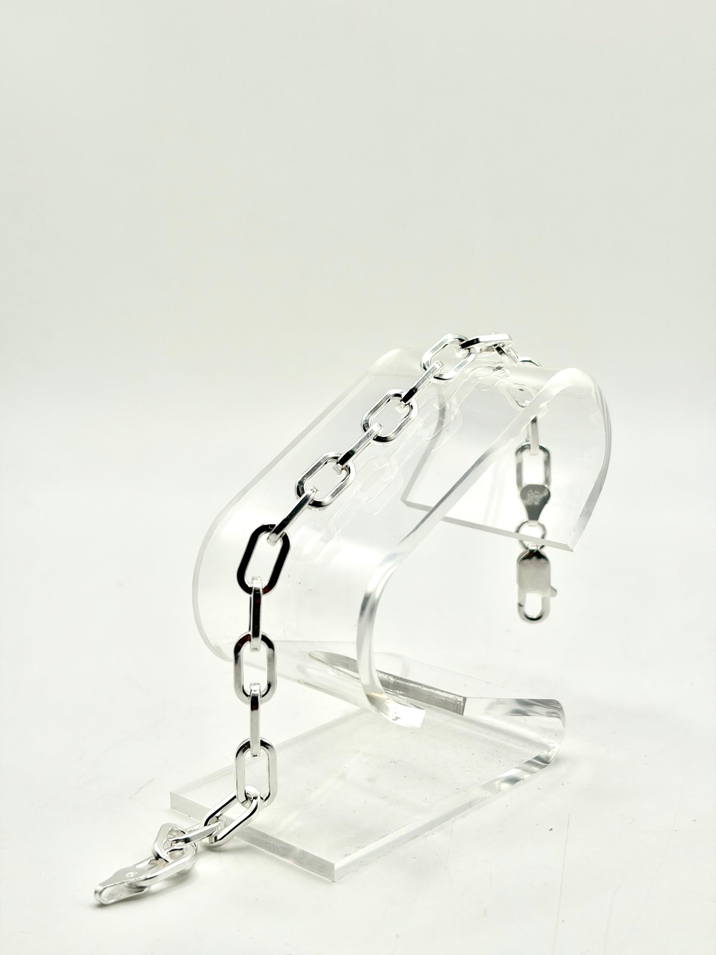 .925 Solid Sterling Silver Paperclip Bracelet 7in