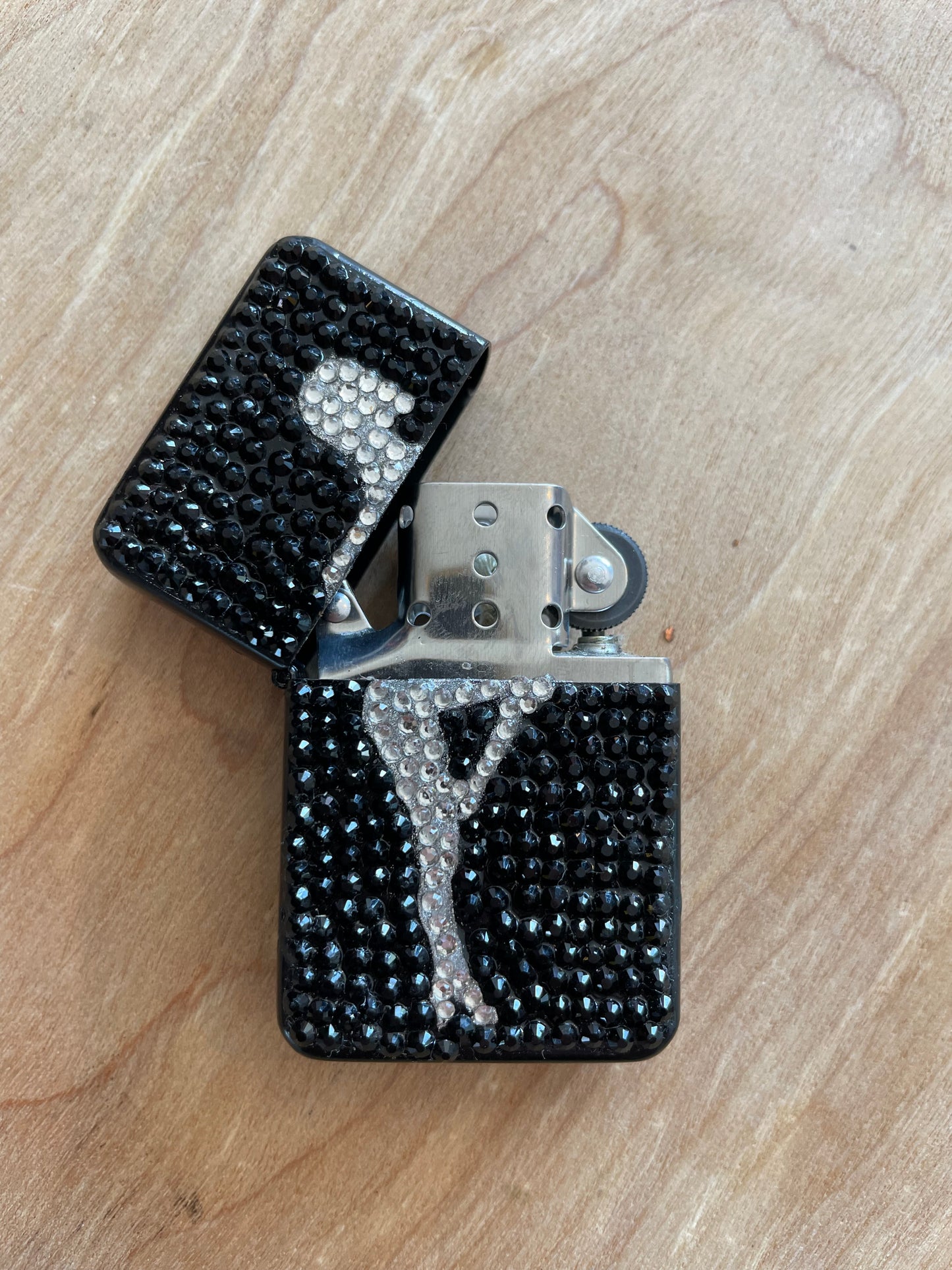 Zippo style lighter Lady Luck gems