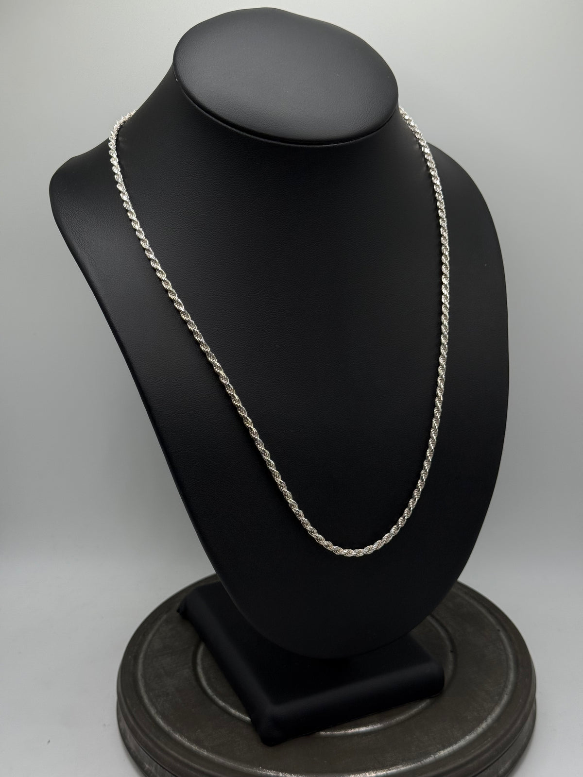 .925 Sterling Silver Twisted Rope Chain Necklace – 22”