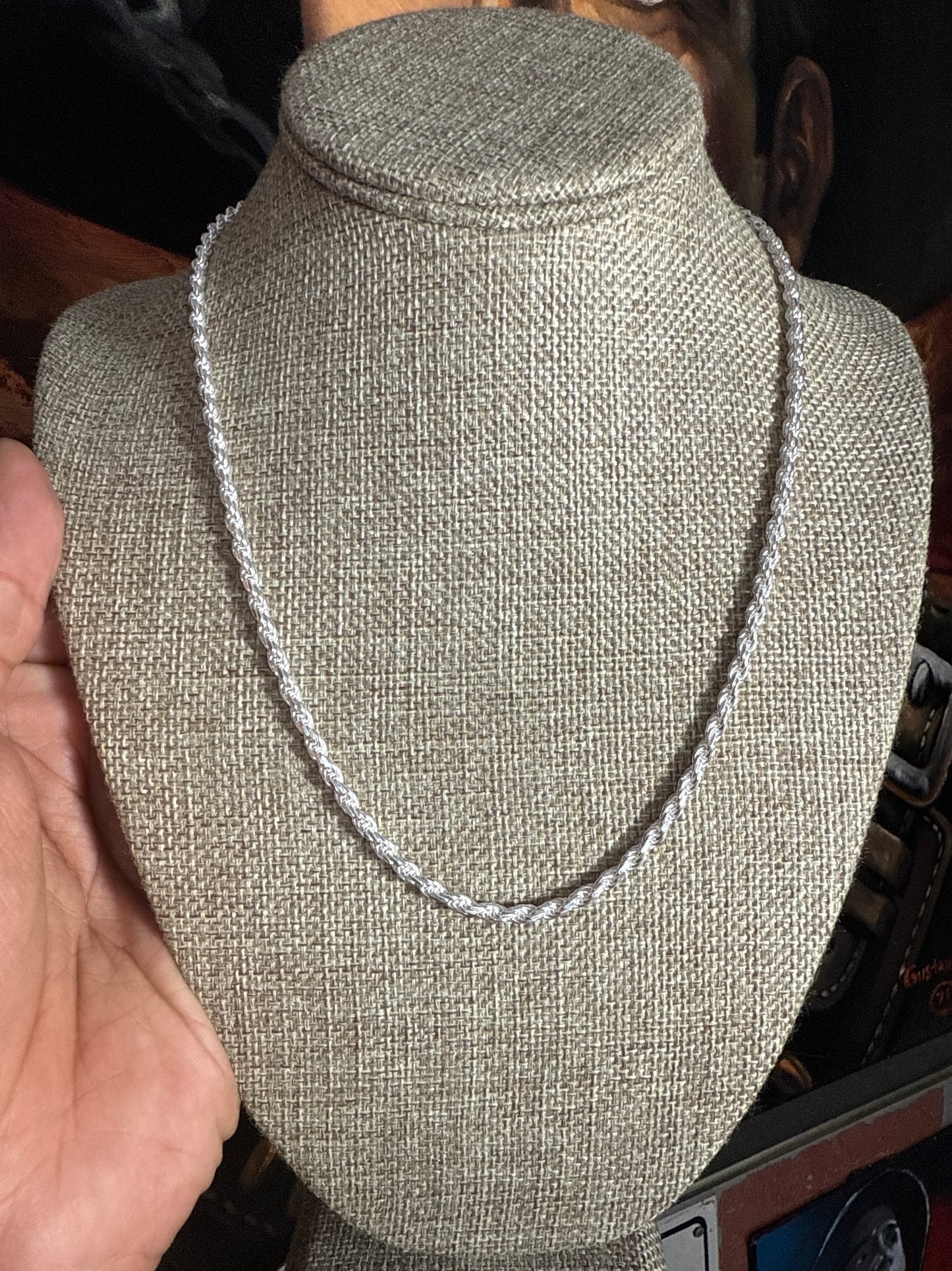 .925 Sterling Silver solid thick Rope Chain 20”