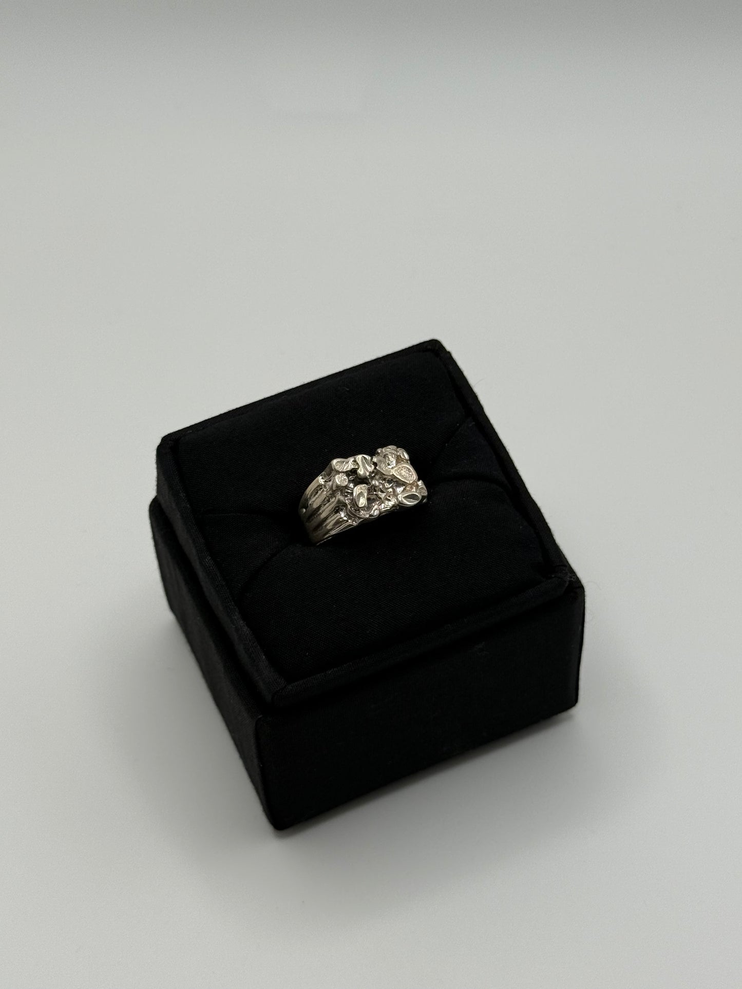 .925 Sterling Silver Nugget Style Textured Ring Sz. 12