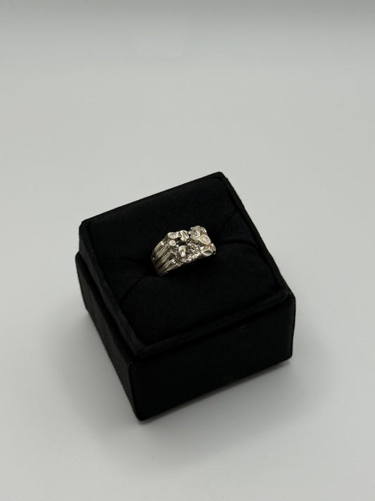.925 Sterling Silver Nugget Style Textured Ring Sz. 12