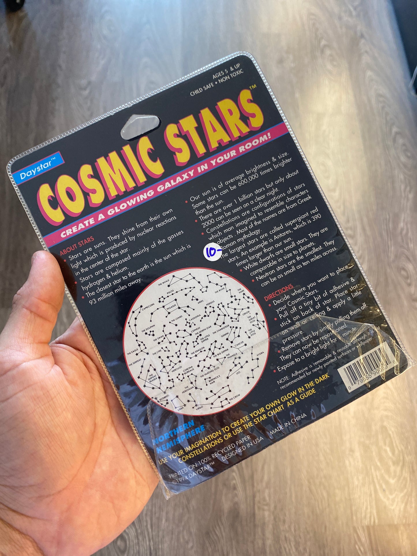 Vintage Cosmic Stars Glow In The Dark Plastic Stars and 1 Moon Set Green