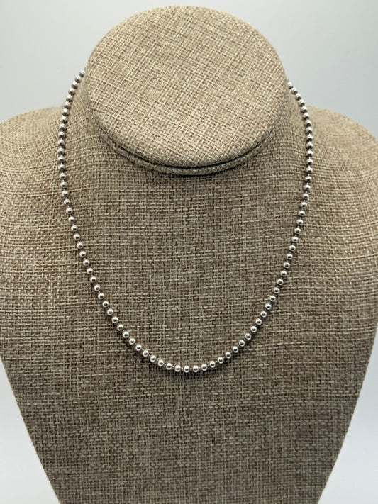 .925 Sterling Silver Ball Bead Chain Necklace 15”