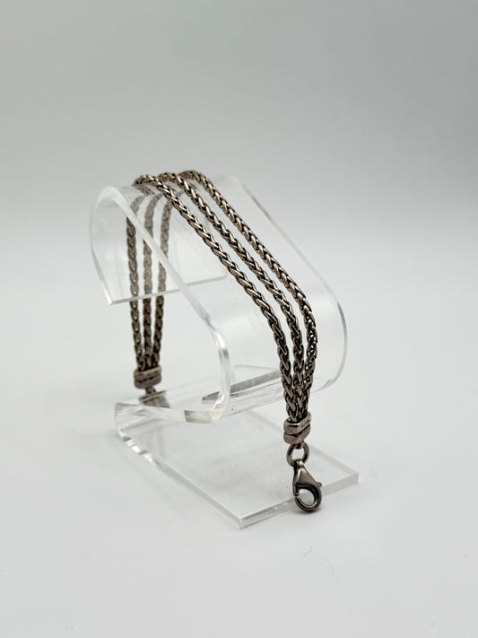 .925 Sterling Silver Triple Rope Herringbone Bracelet 7in
