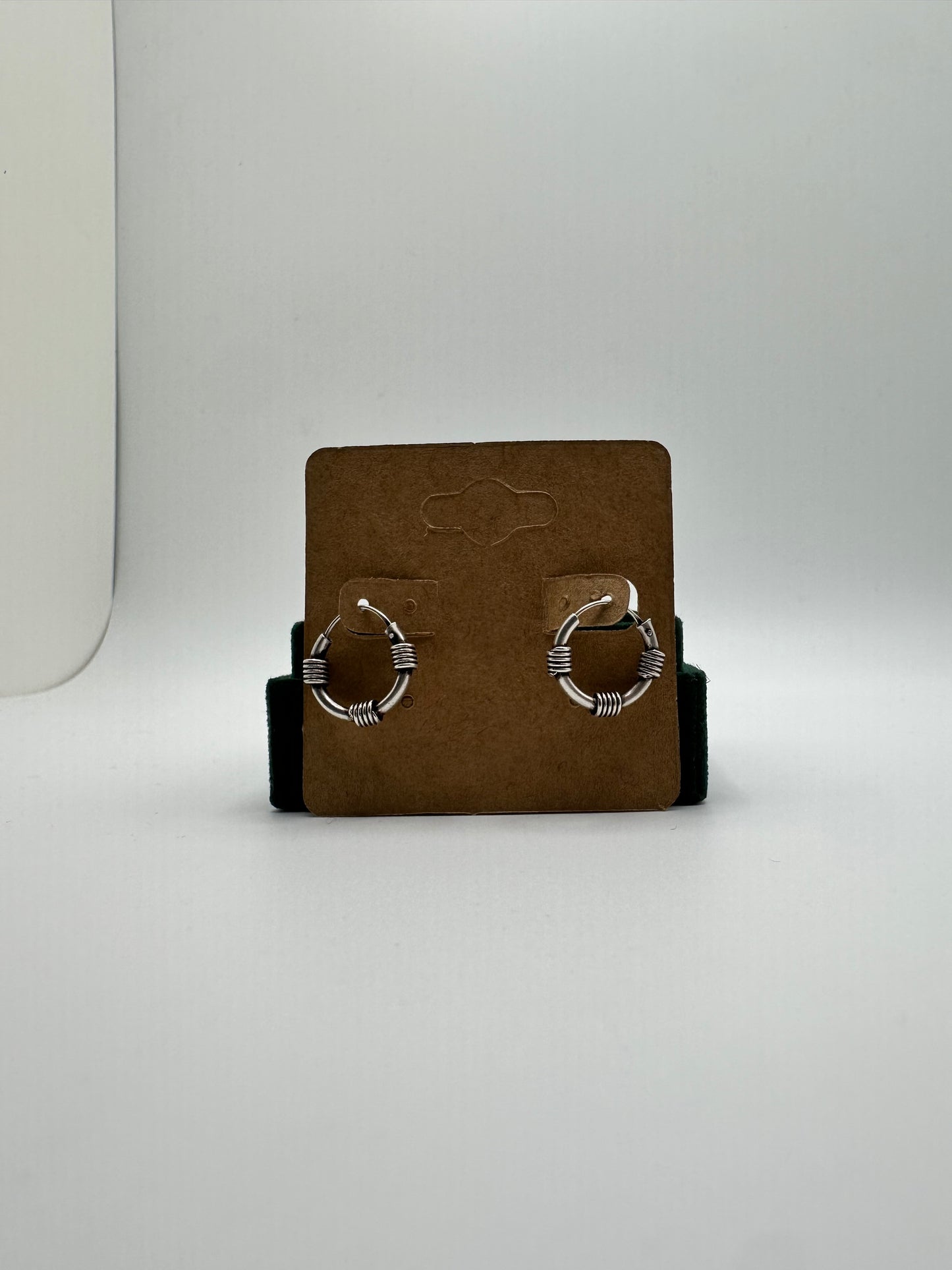 .925 Sterling Silver Wire Wrapped Small Hoop Earrings