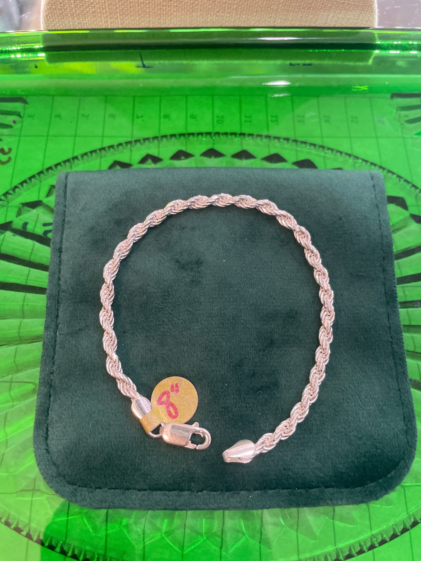 .925 sterling silver rope bracelet 8”