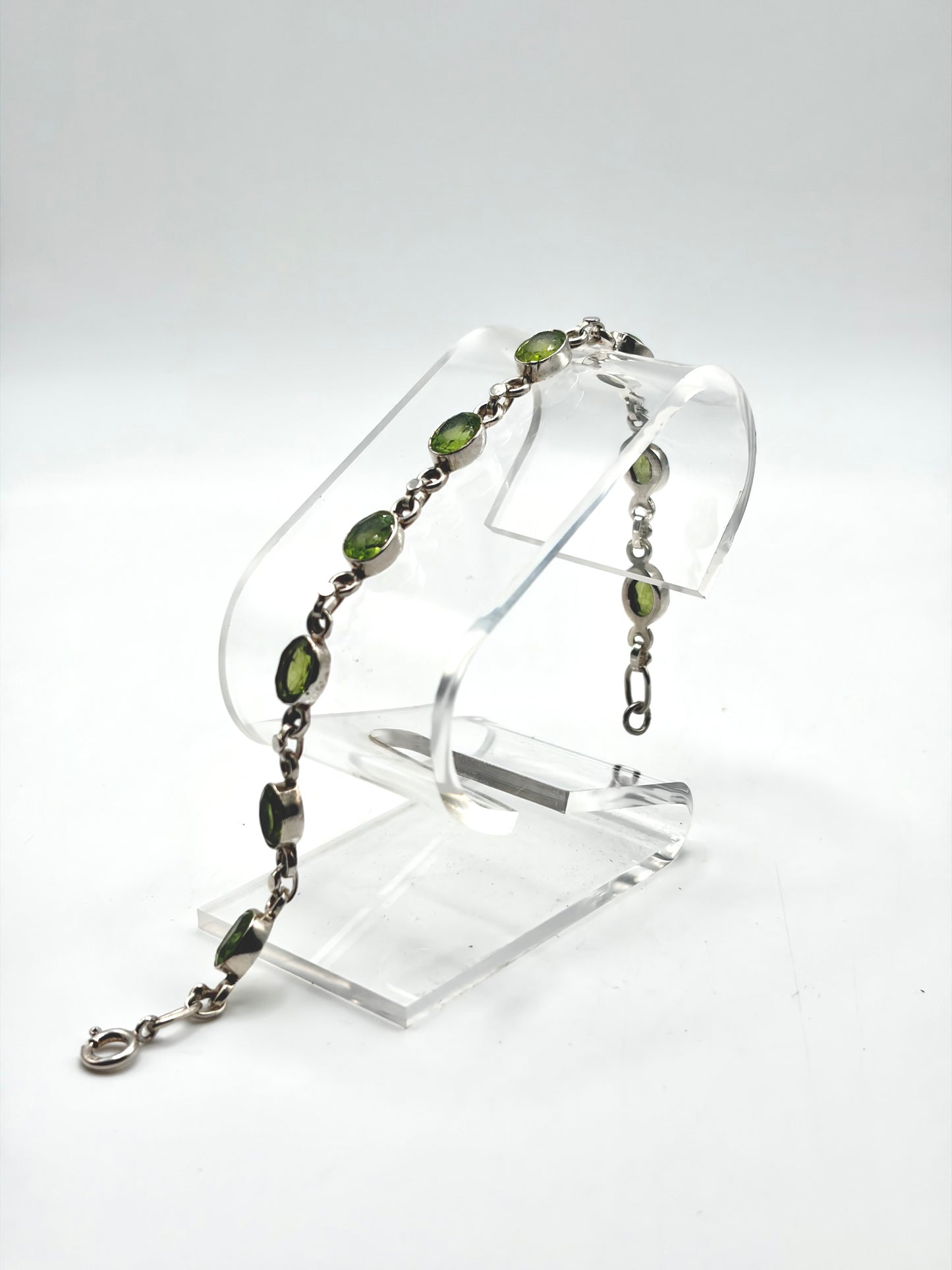 .925 Sterling Silver peridot Bracelet 7.5”