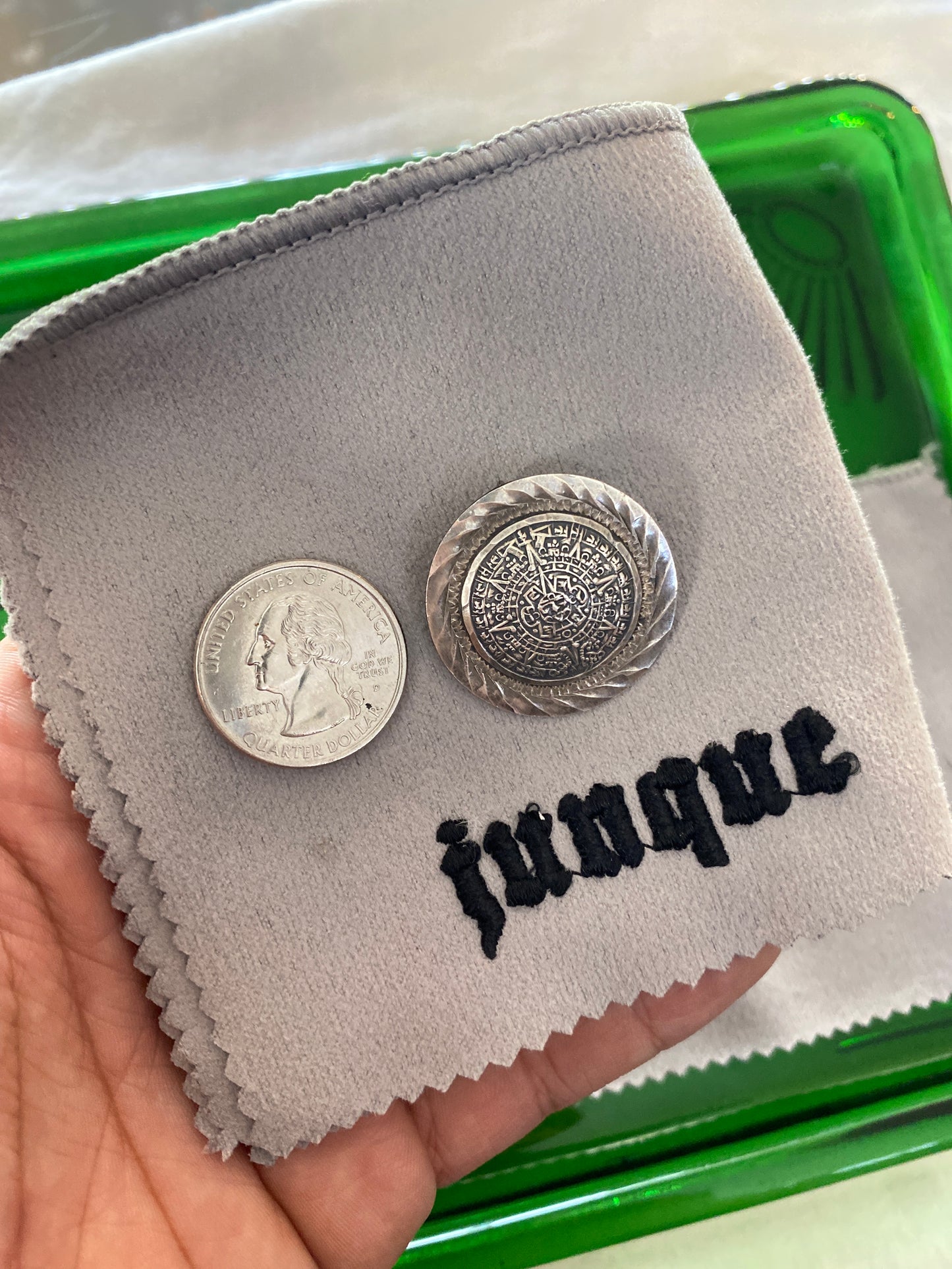 .925 Sterling Silver Vintage Aztec Calendar Pendant