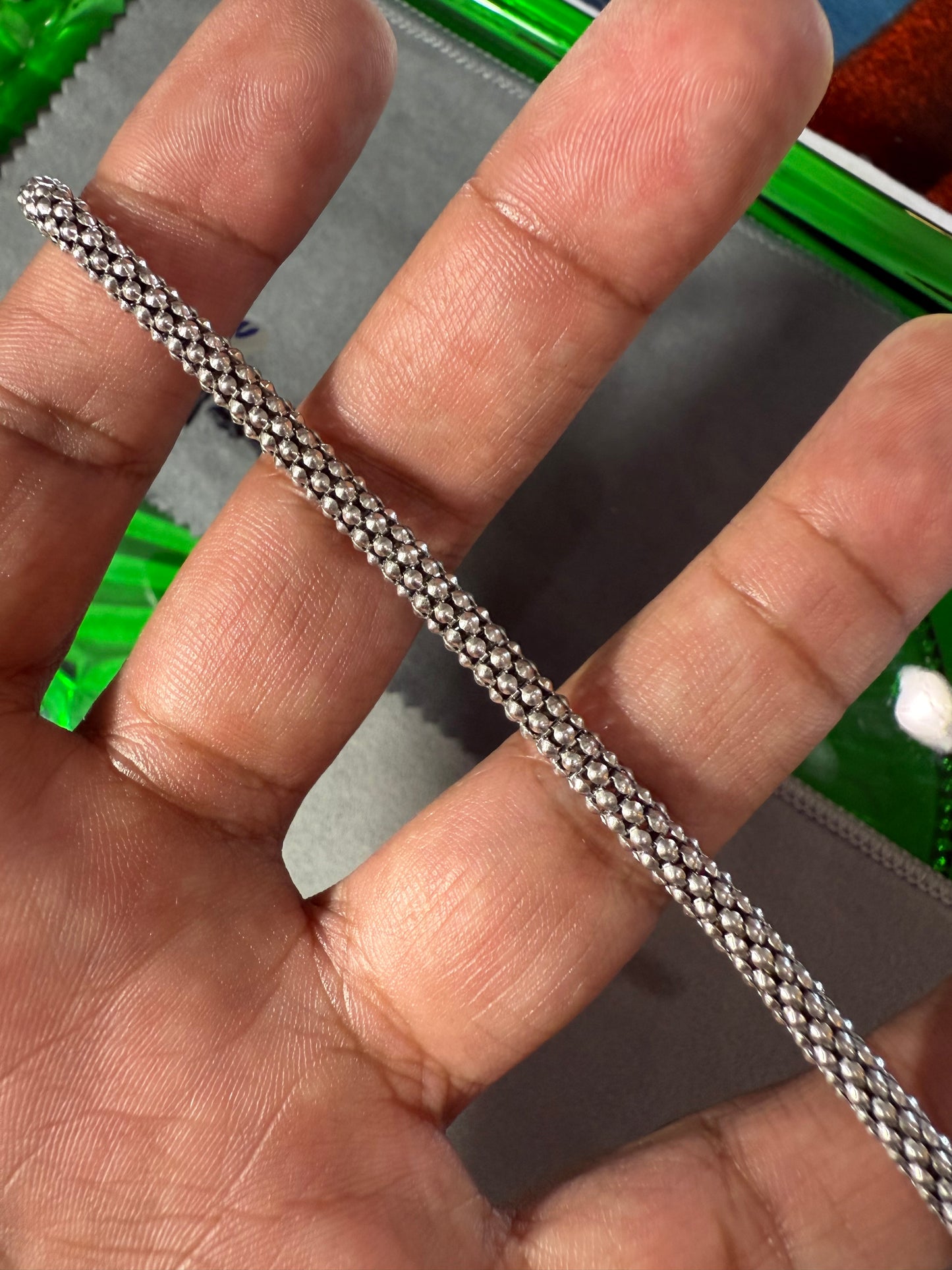 .925 Sterling Silver mesh chain bracelet 8”