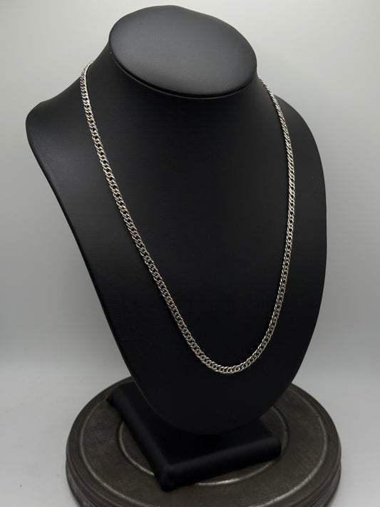 .925 Sterling Silver Diamond Curb Chain Link Necklace Chain - Classic 22”