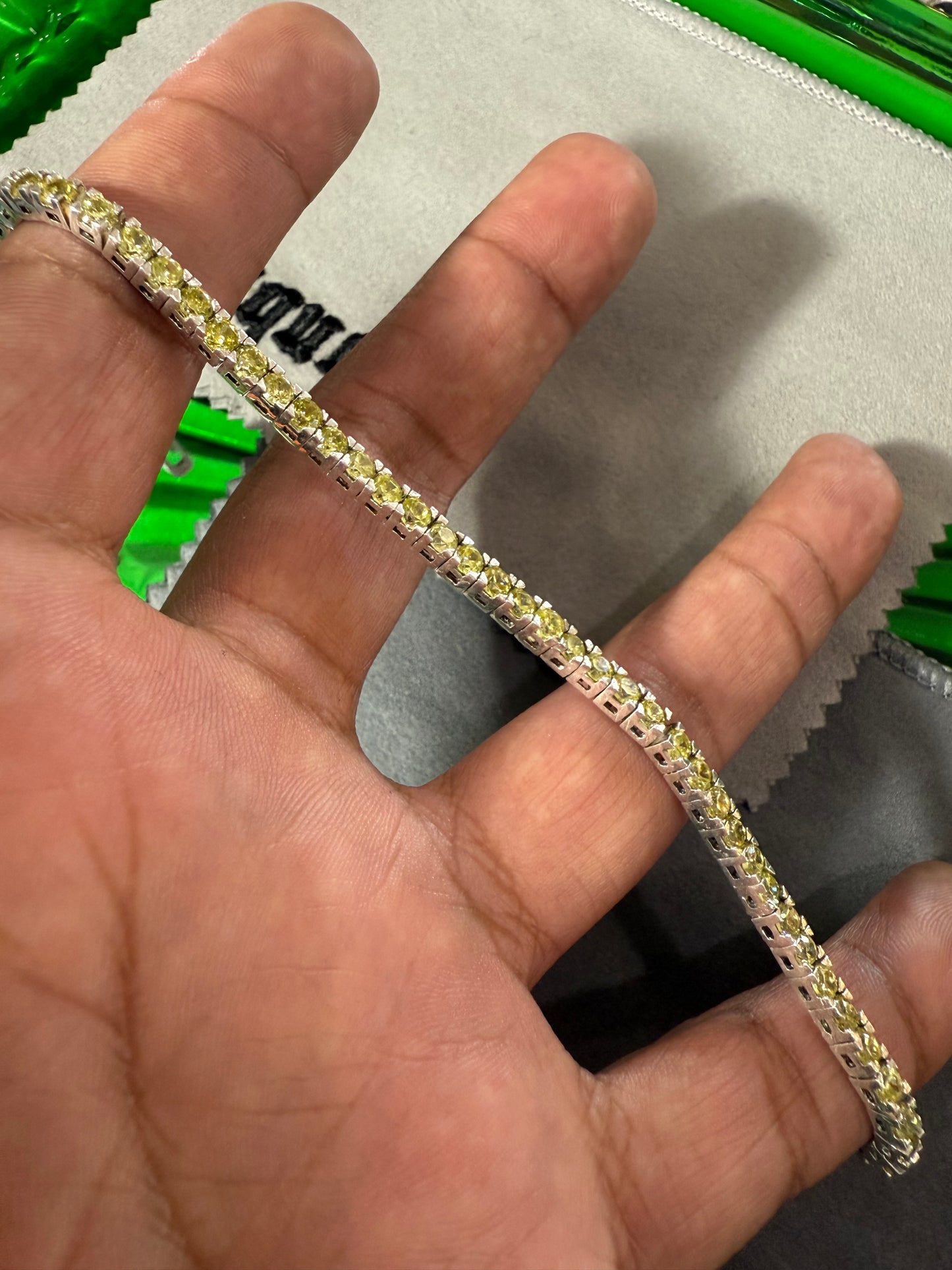 .925 Sterling silver yellow gemstone bracelet 7.5”