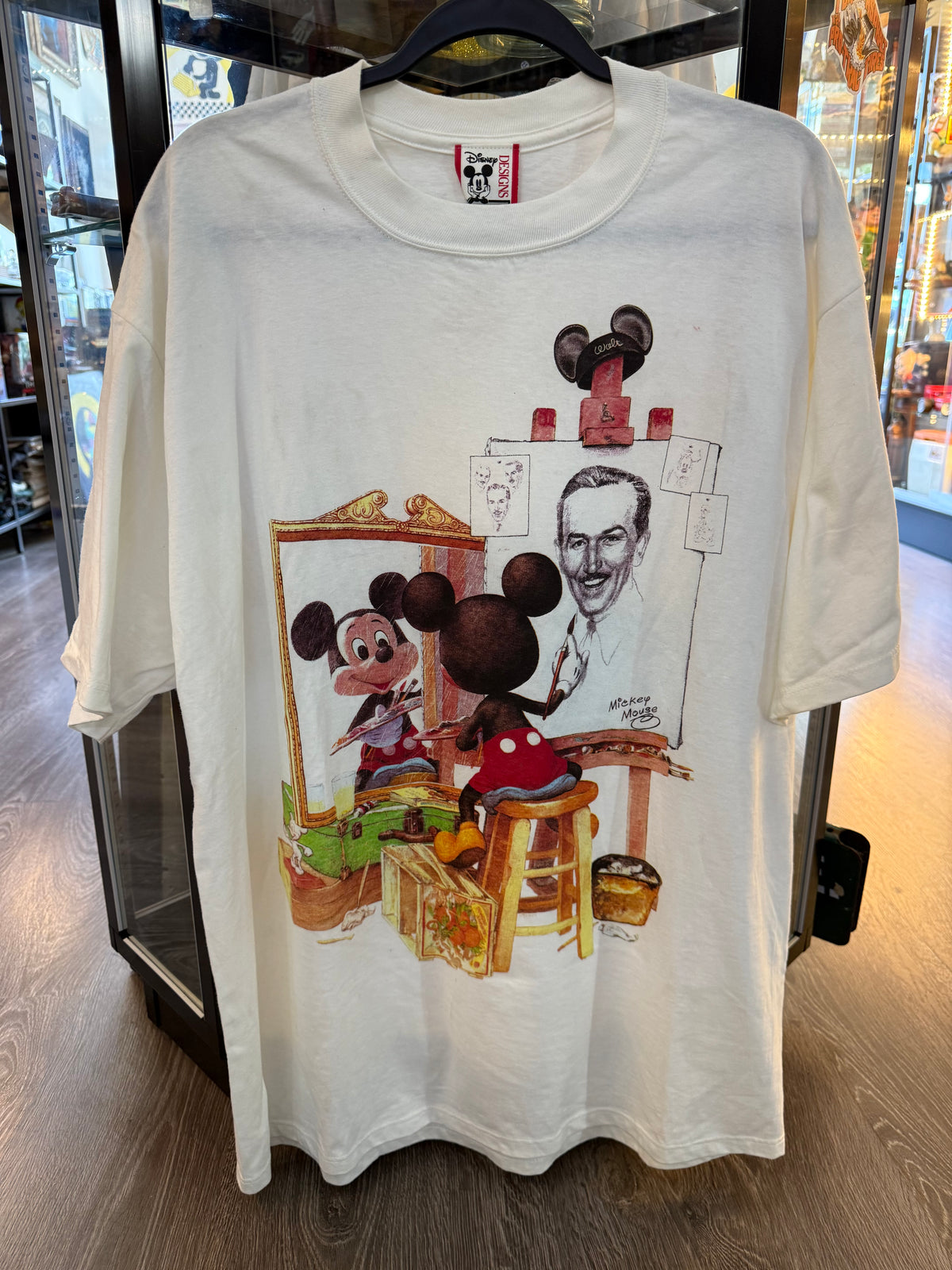 Vintage Mickie Mouse Walt Disney Norman Rockwell Self Portrait Shirt NOS