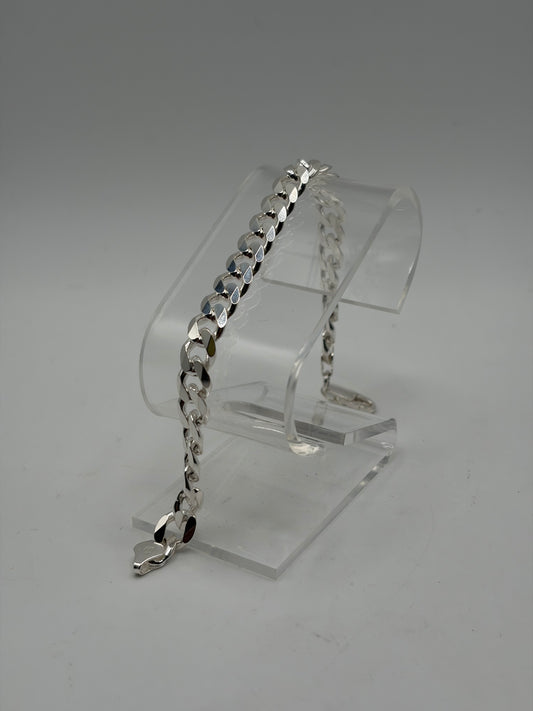 .925 Sterling Silver Cuban Link Chain Bracelet Sz. 8in