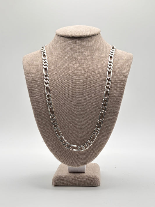 .925 Sterling Silver Heavy Figaro Chain Necklace sz 23in