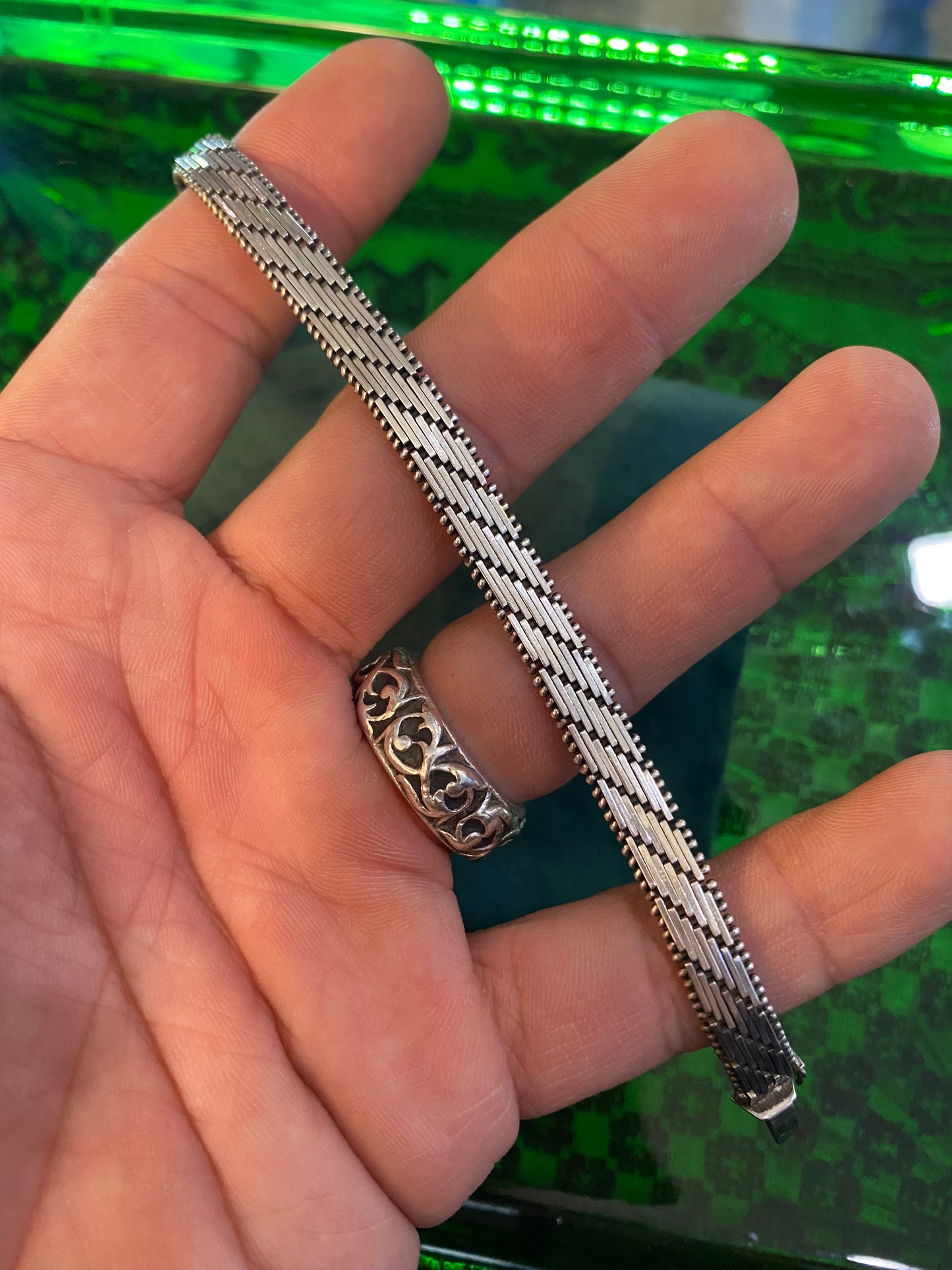 .925 Sterling Silver Flat Bracelet 7.5”