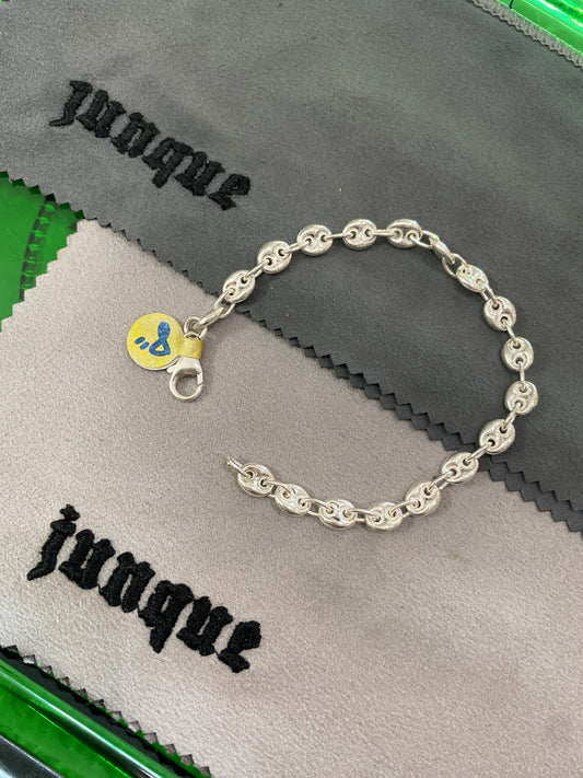 .925 Sterling Silver Puffy Link Bracelet Sz 8”