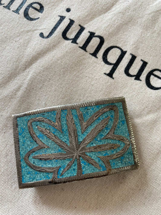 .925 sterling silver marijuana leaf belt buckle