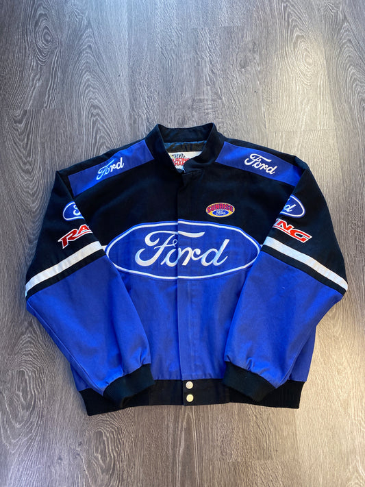 Vintage Y2K Racing Champions Ford Racing Jacket Blue Black Sz XL