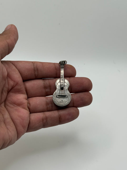 .925 Sterling Silver Guitar Charm Pendant