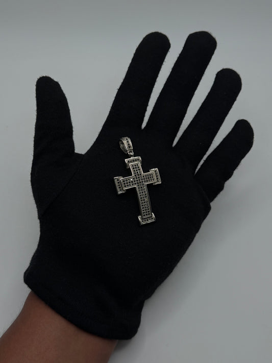 .925 Sterling Silver CZ squared Cross