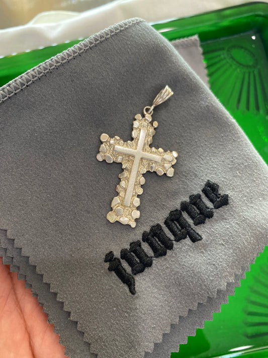 . 925 Sterling Silver Nugget Cross Pendant