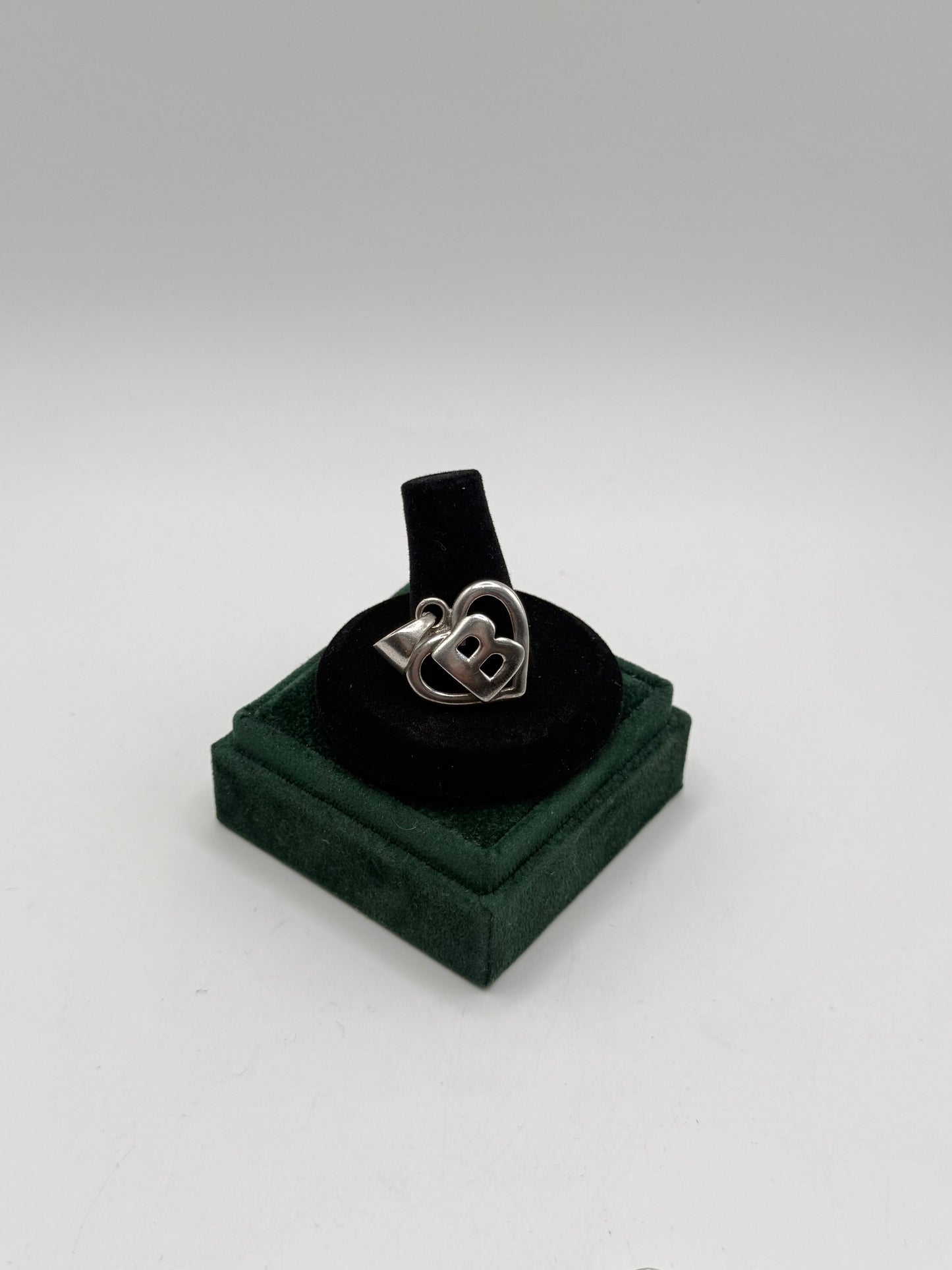 .925 Sterling Silver B Heart Pendant