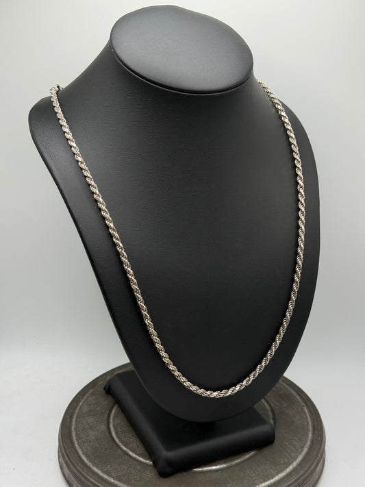 .925 Sterling Silver Solid Heavy Rope Chain Necklace – Twisted 30”