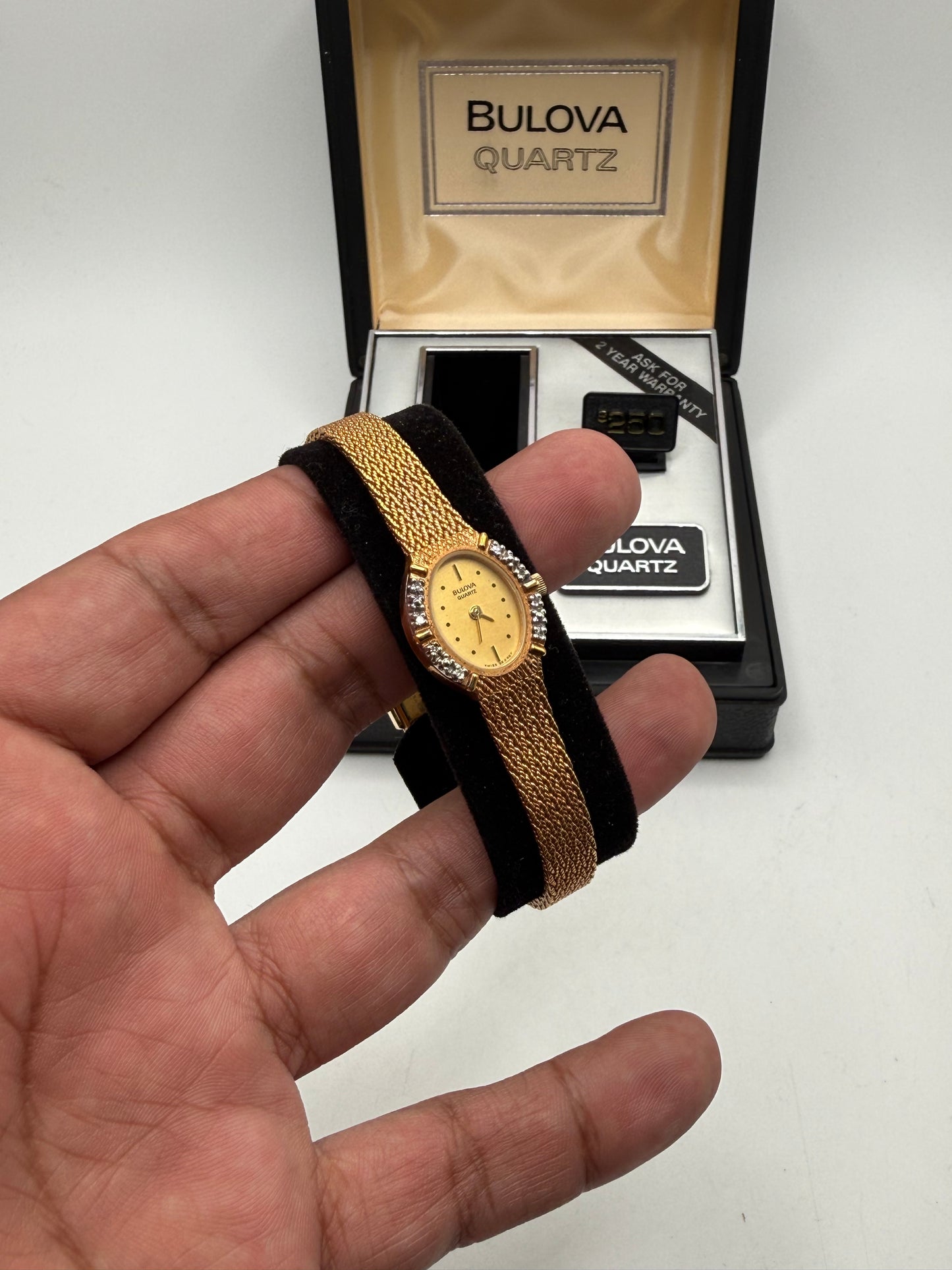 Bulova Quartz Women’s Gold Tone Diamond Accent Wristwatch w/ Original Box