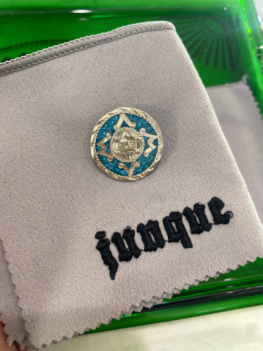.925 Sterling Silver Aztec Mayan Turquoise Pendant