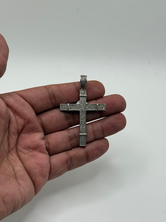 .925 Sterling Silver Micro Pave CZ  Cross Pendant