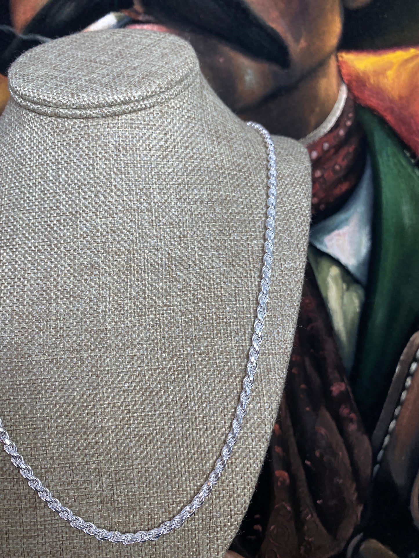 .925 Sterling Silver Solid Rope Chain 26”