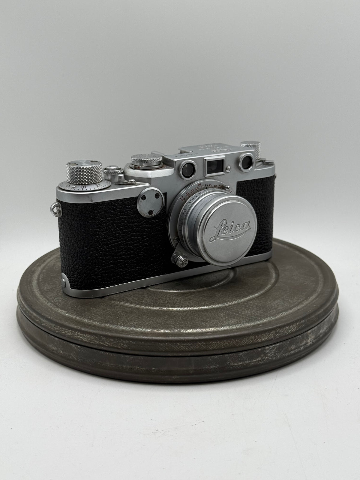 Vintage Leica Ilf 35mm Rangefinder Camera w/ Leitz Elmar 5cm f/3.5 Lens & Hood