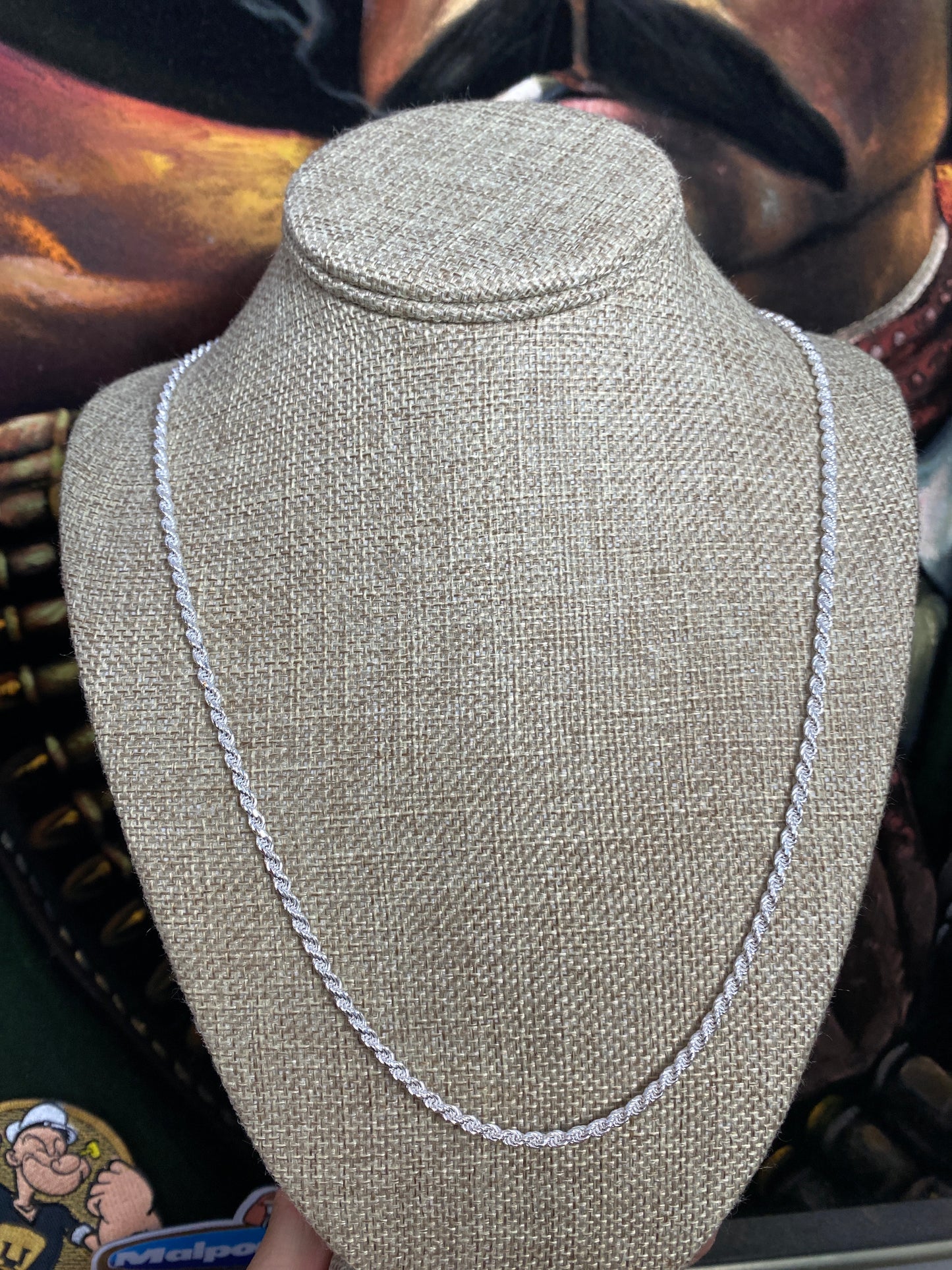 .925 Sterling Silver Solid Rope Chain 26”