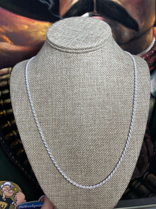 .925 Sterling Silver Solid Rope Chain 26”