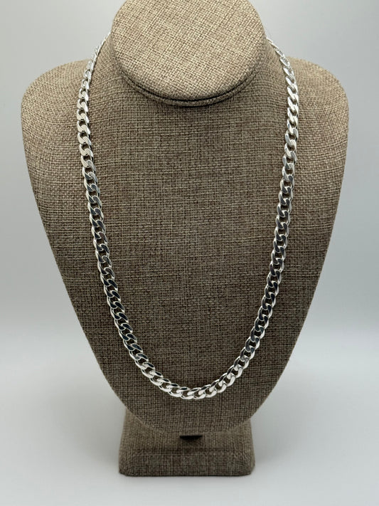 925 Sterling Silver Cuban Curb Link Chain Necklace 22”