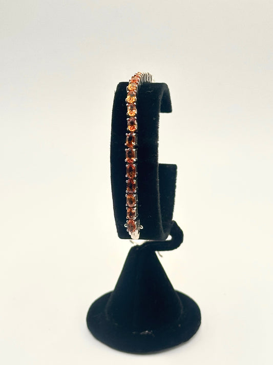 .25 Sterling Silver Orange Citrine Tennis Bracelet Size 7.5