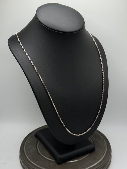 .925 Sterling Silver Rope Chain Necklace – 26”