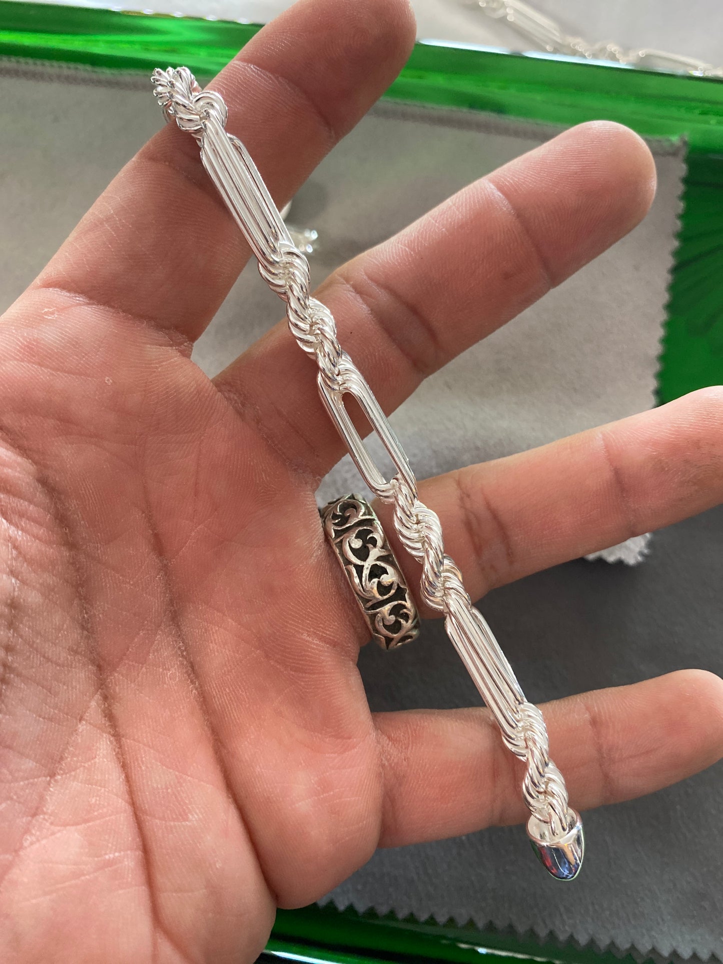 .925 Sterling Silver Solid Thick Rope Milano Link Bracelet Sz 9”
