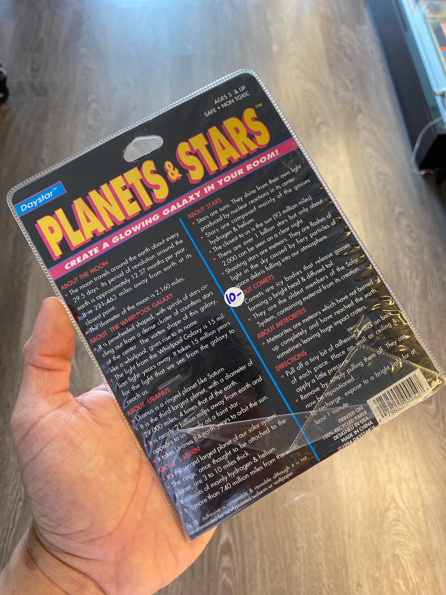 Vintage Planets And Stars 18 Glow In The Dark Plastic Planets and Stars Yellow