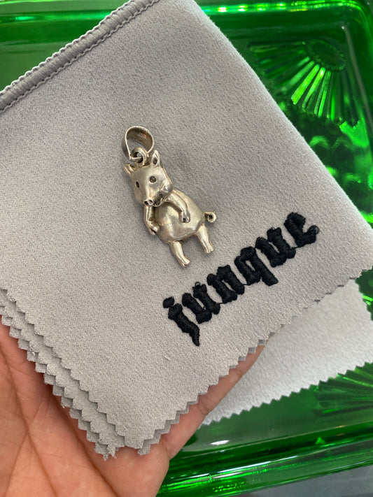.925 Sterling Silver Dangling Moving Pig Pendant