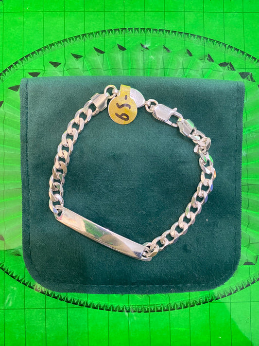 .925 Sterling Silver Cuban I.D. Bracelet 9”