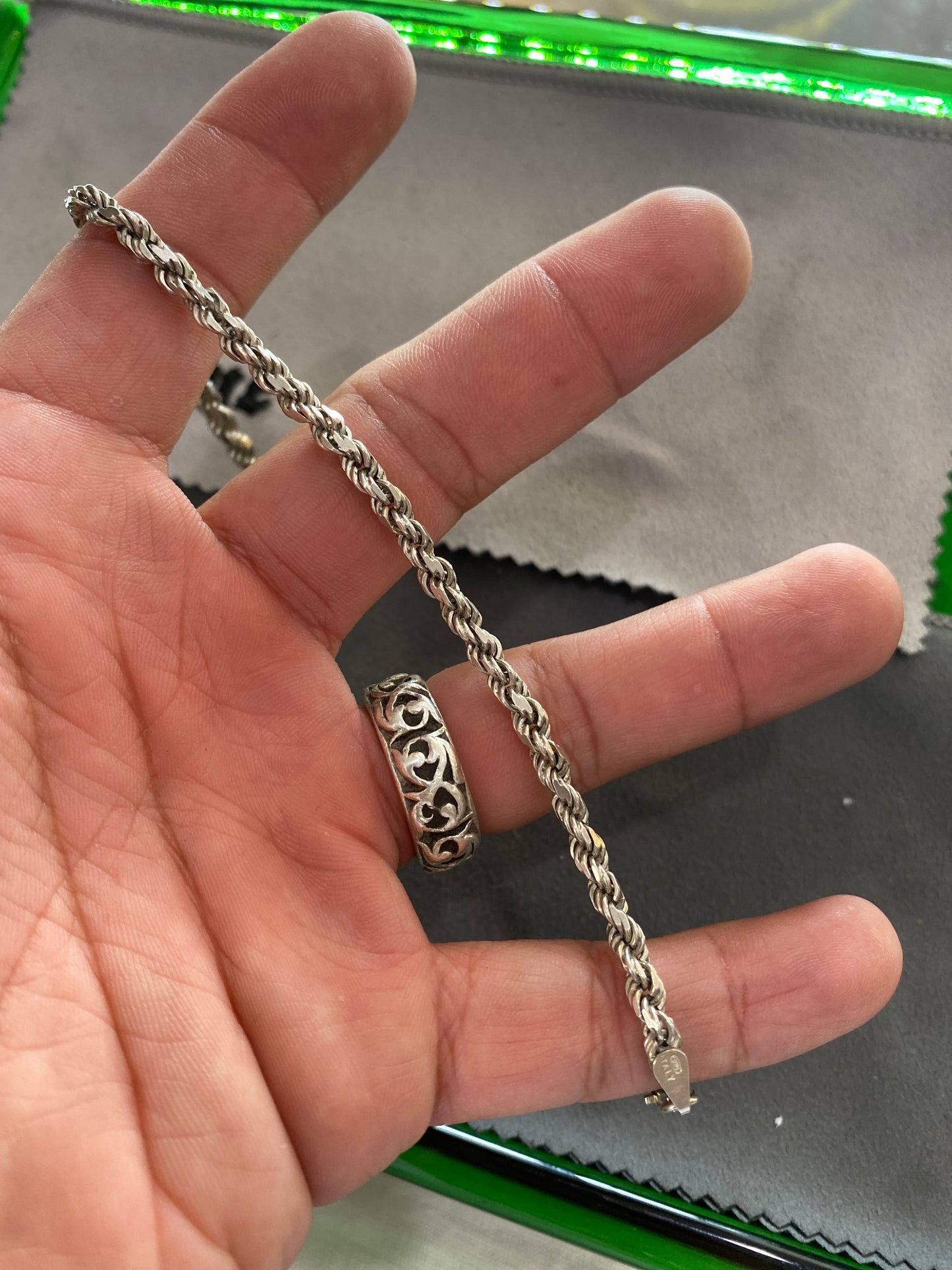 .925 Sterling Silver Vintage Bracelet Sz 8”