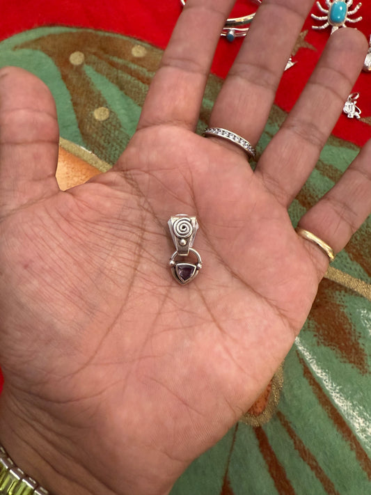 .925 Sterling silver purple stone pendant