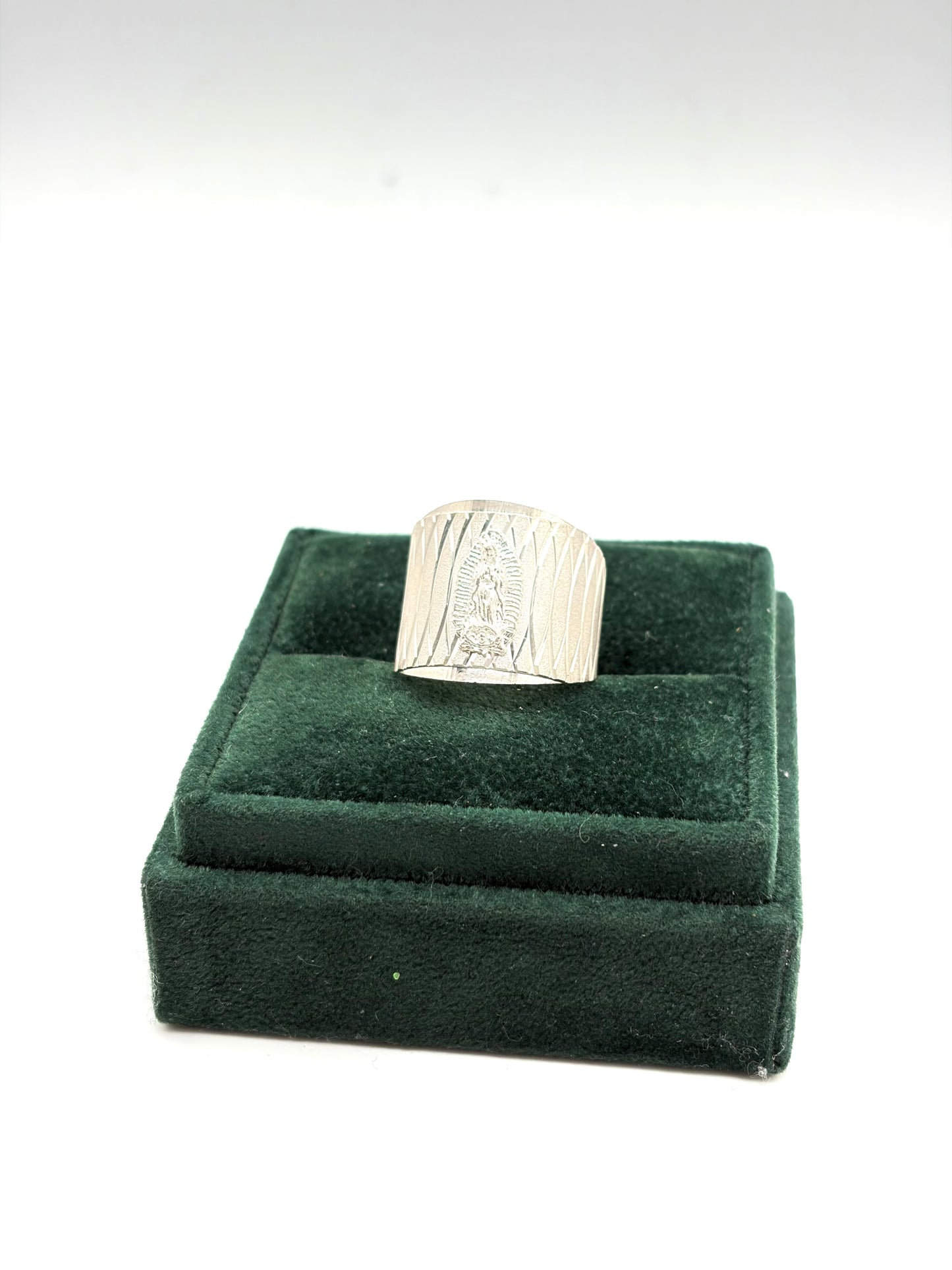 .925 Sterling Silver Our Lady of Guadalupe Wide Band Ring Size 8