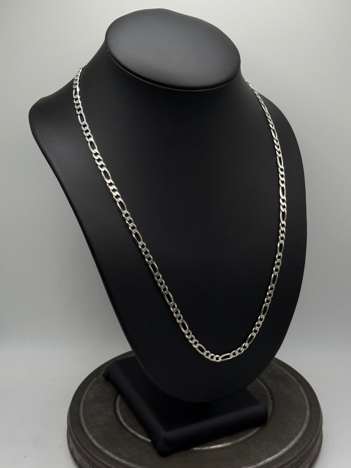 .925 Sterling Silver Figaro Link Chain Necklace – Classic Polished Finish 22”