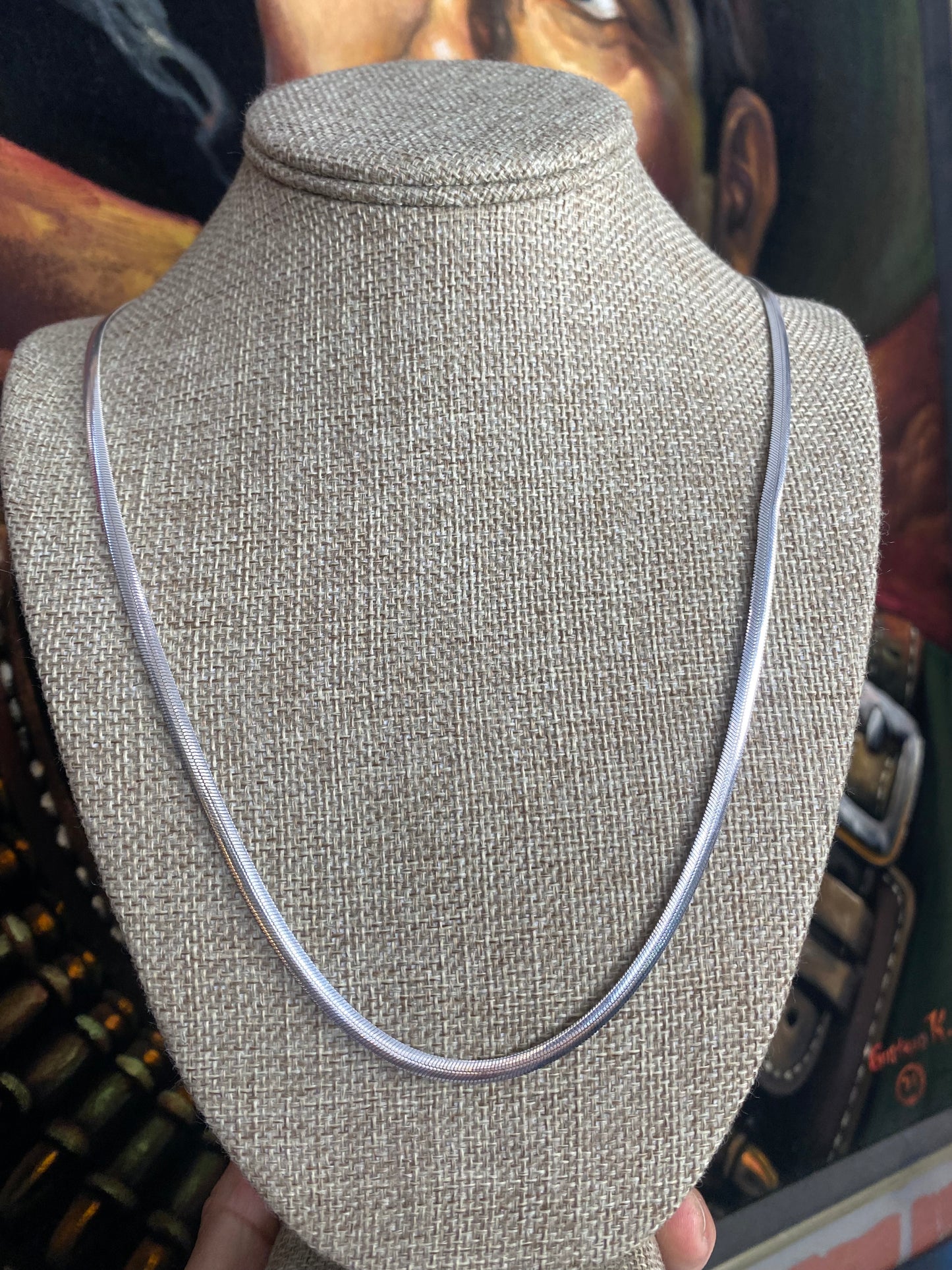 .925 Sterling Silver Flat Link Chain Sz 24”